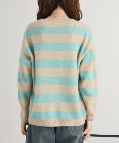 エグランティーヌ EGLANTINE ヤク ボーダーニットプルオーバー （グレー） EGLANTINE ニット セーター Eglantine ヤク ボーダーニットプル