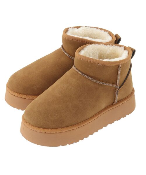 moment +/フェイクムートンブーツ　キャラメル23.0-23.5 新品 未使用 レディース Mサイズ 23 0-23 5-24 0cm相当 ショート