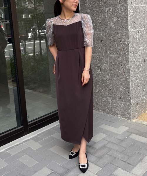 Dorry Doll ドレス リーフ刺繍レースラップタイトドレス : ZOZOTOWN