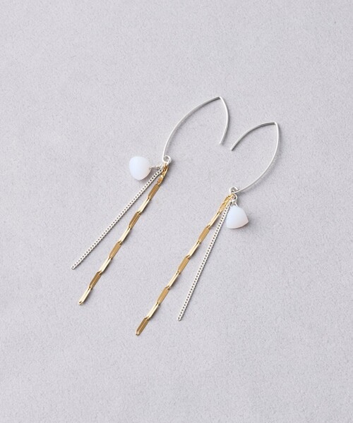 ピアス ピアス ブルーカルセドニー コンビカラー レディースの画像