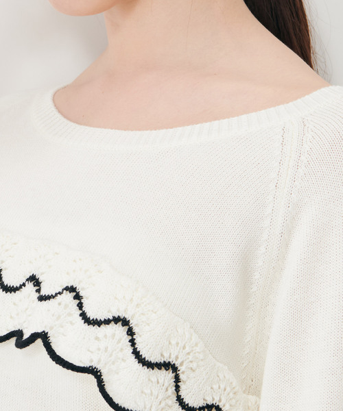 「SUPREME.LA.LA.」 7分袖ニット MEDIUM オフホワイト レディース_画像2