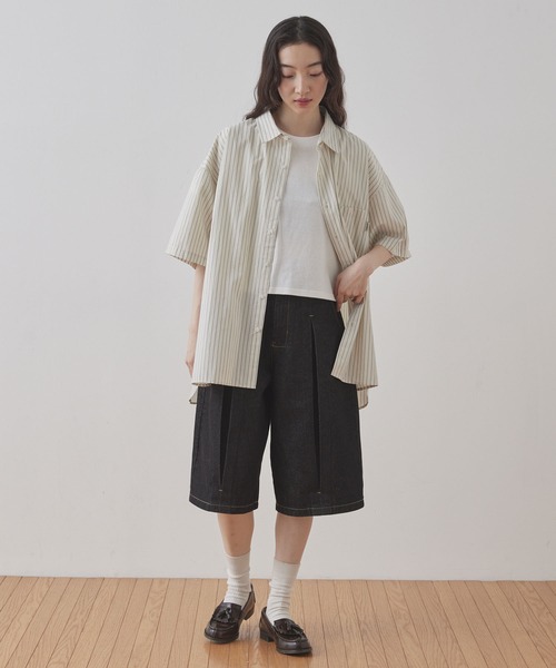 「bon_meur」 半袖シャツ ONE SIZE ナチュラル レディース 吸水速乾】 レギュラー 半袖 形態安定 レディースシャツ(S