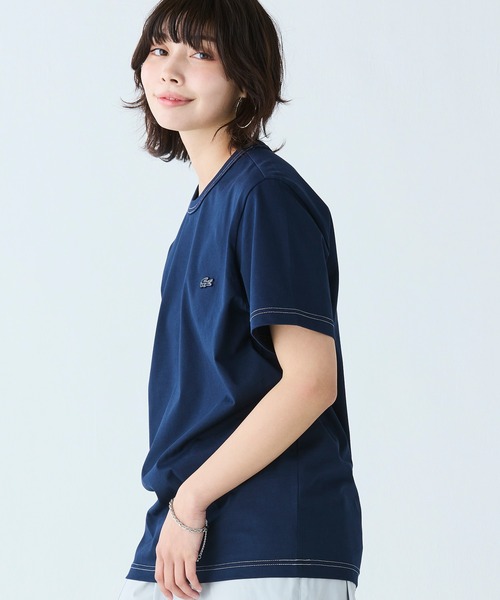 LACOSTE tシャツ 配色ステッチ半袖Tシャツ メンズ レディース