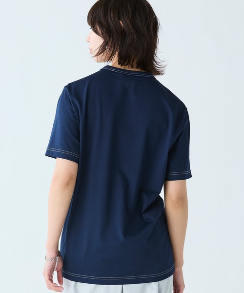 LACOSTE tシャツ 配色ステッチ半袖Tシャツ メンズ レディース
