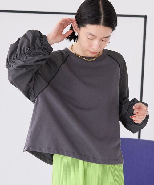 美品 異素材トレーナーシャツ 80 OTONA トップス 異素材 切り替えデザイン ひと癖効かせた異素材