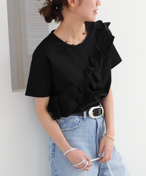 tシャツ 「追加」アシンメトリーフリルTEE レディース