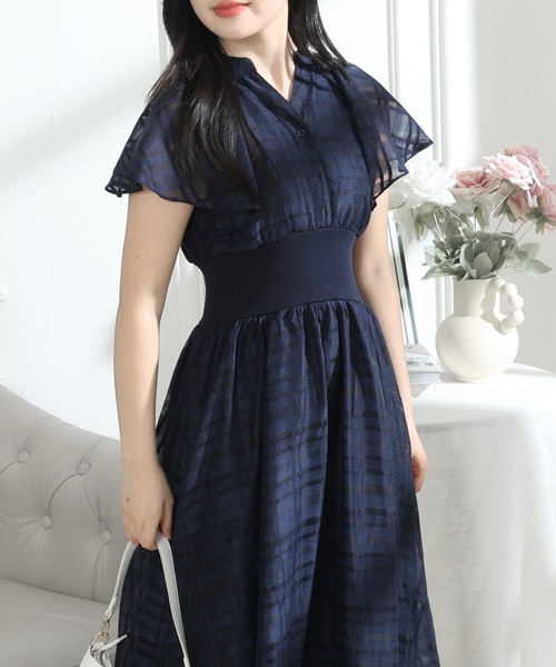 ◆Kenneth Lady タータンチェックシースルーワンピース ◇Kenneth Lady タータンチェックシースルーワンピース