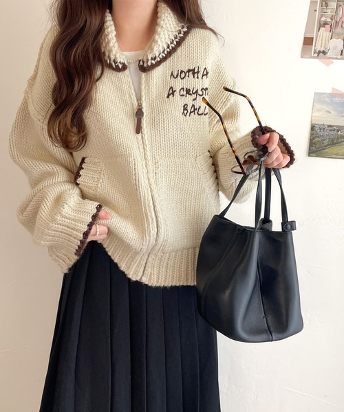 「Java」 ジップアップブルゾン LARGE アイボリー レディース_画像7