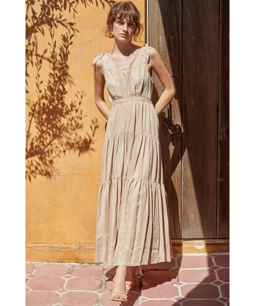 Estella.K ワンピース Regina Long Dress バイカラーステッチロング