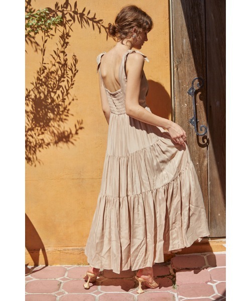 Estella.K ワンピース Regina Long Dress バイカラーステッチロング