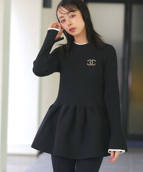 「RUIRUE BOUTIQUE」 長袖ニット L ブラック×ホワイト レディース_画像2