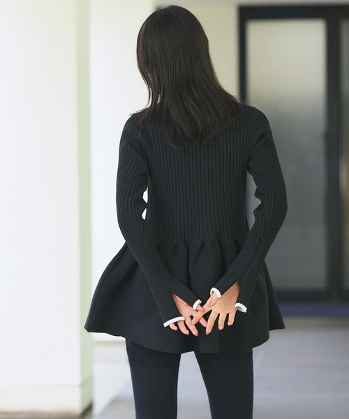 「RUIRUE BOUTIQUE」 長袖ニット L ブラック×ホワイト レディース_画像3