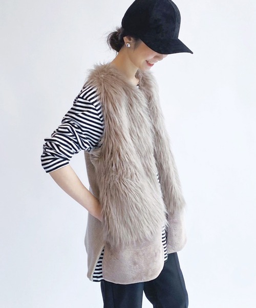 イエナ◆ジレ ベスト ベージュ ウール100％ Vネック レイヤード 大人女子 IENA（イエナ）の「ガーターVネックジレ◇（ベスト）」 - WEAR イエナ