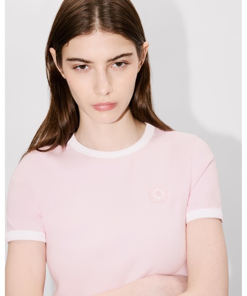 tシャツ 'Boke Flower 2.0' エンブロイダリー リブ Tシャツ レディース