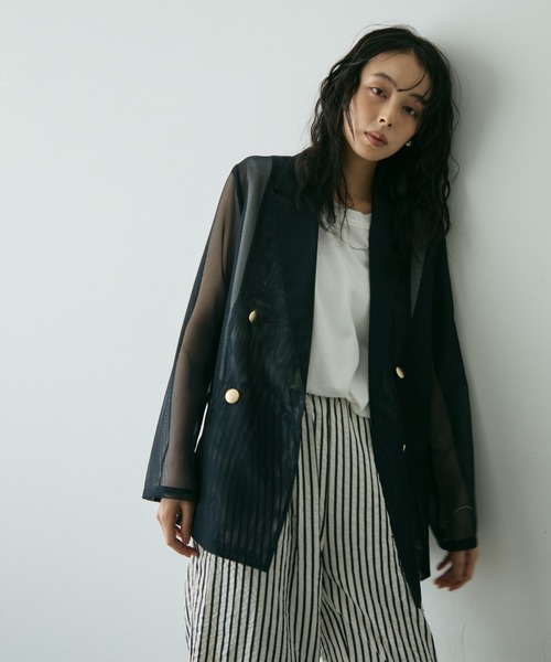 Trish ジャケット テーラードジャケット メッシュシアー