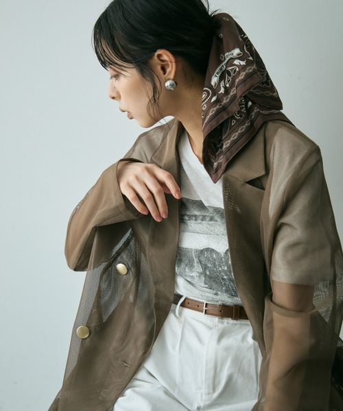 Trish ジャケット テーラードジャケット メッシュシアー