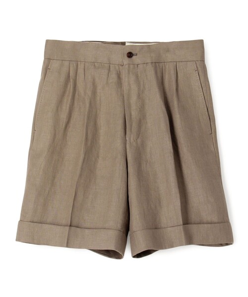 パンツ フレンチリネン バックベルト ショートパンツ メンズの画像