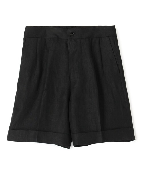 パンツ フレンチリネン バックベルト ショートパンツ メンズの画像