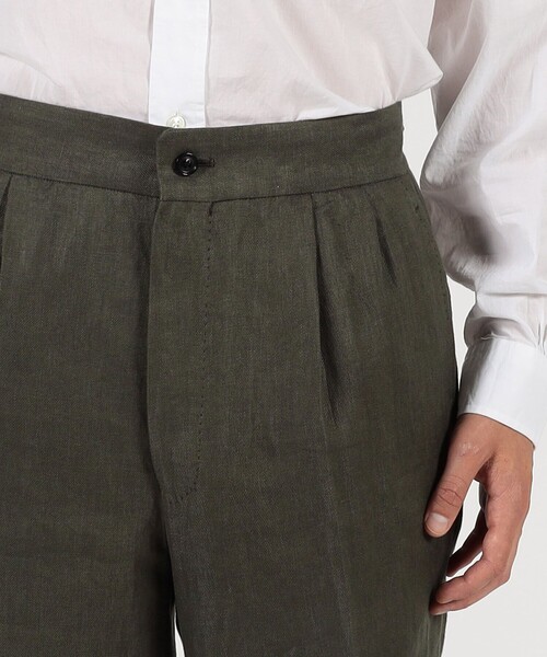 パンツ フレンチリネン バックベルト ショートパンツ メンズの画像