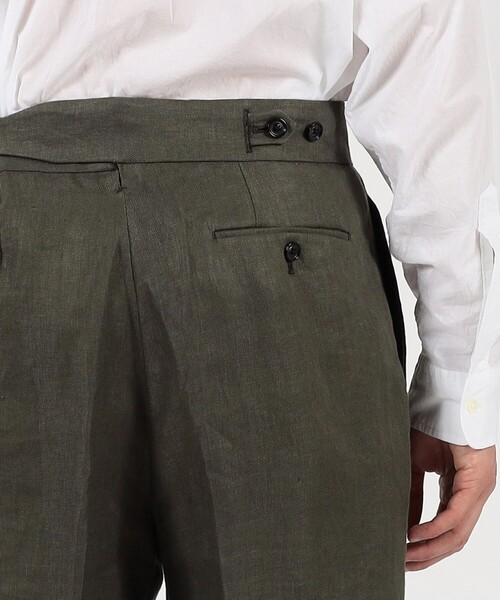 パンツ フレンチリネン バックベルト ショートパンツ メンズの画像