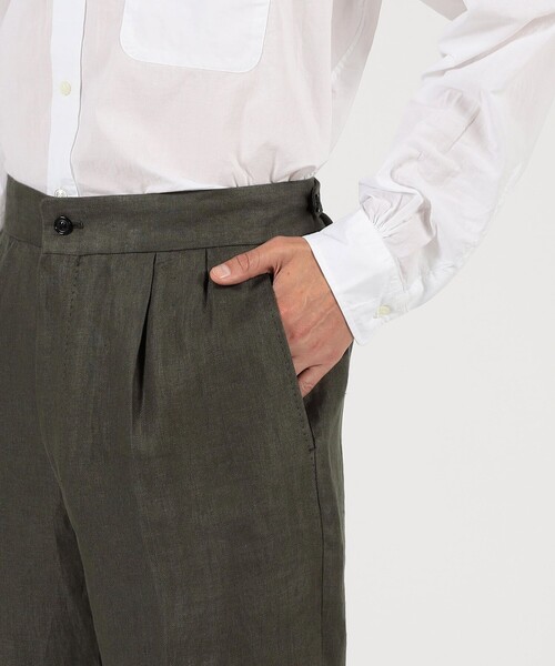 パンツ フレンチリネン バックベルト ショートパンツ メンズの画像