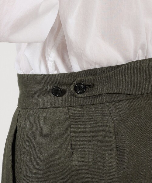 パンツ フレンチリネン バックベルト ショートパンツ メンズの画像