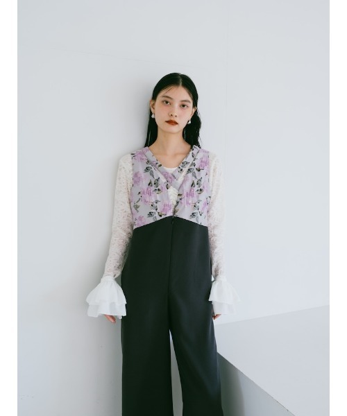 sahara（サハラ） オールインワン Cross Neck Jacquard Jumpsuits
