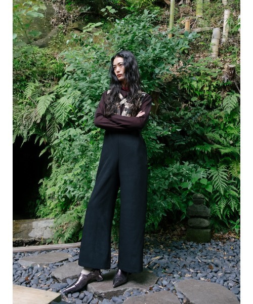 サロペット・オーバーオール・オールインワン Cross Neck Jacquard Jumpsuits sahara（サハラ） オールインワン Cross Neck Jacquard Jumpsuits