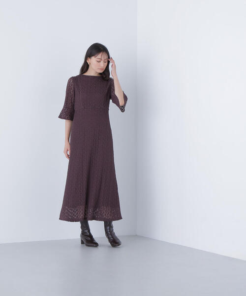 NATURAL BEAUTY BASIC ワンピース レースフレアワンピース