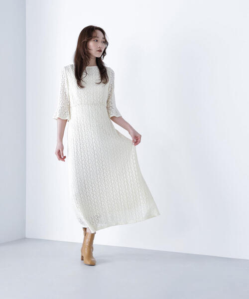 NATURAL BEAUTY ワンピース【定価¥32000】 NATURAL BEAUTY BASIC ワンピース レースフレアワンピース