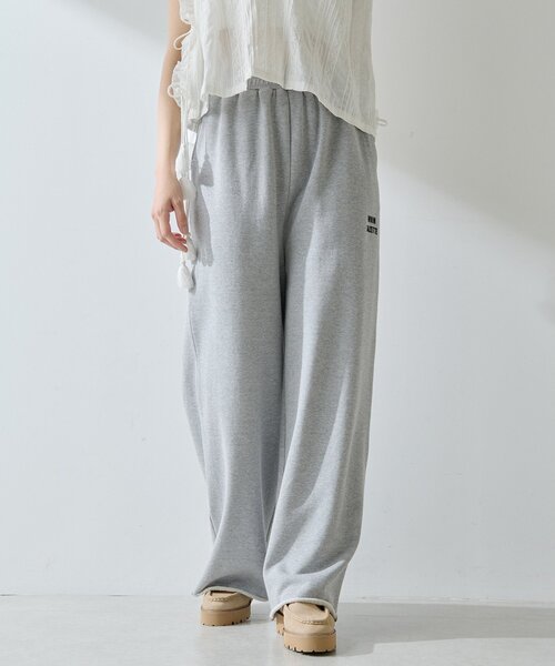 Whim Gazette スウェットパンツ ジャージ ロゴ裏毛ワイドパンツ