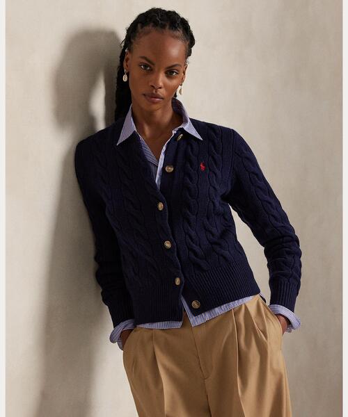 【週末セール】Polo Ralph Lauren ケーブルニットカーディガン S POLO RALPH LAUREN カーディガン ケーブルニット ウールカシミヤ