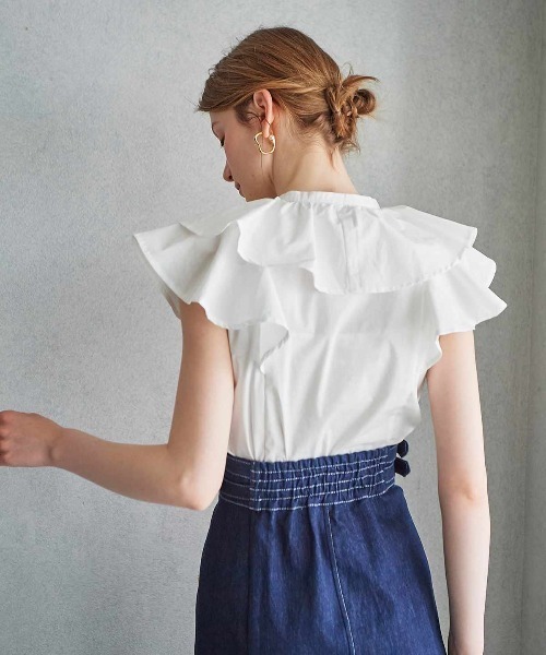 「AND COUTURE」 ノースリーブブラウス MEDIUM オフホワイト レディース