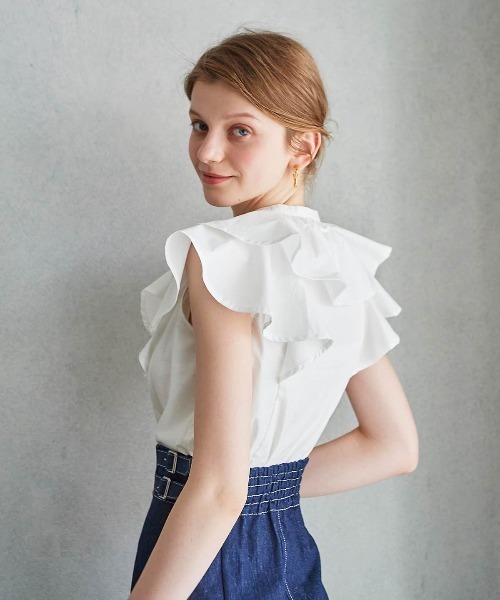 「AND COUTURE」 ノースリーブブラウス MEDIUM オフホワイト レディース