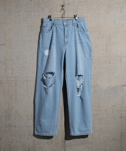 「JOHN'S CLOSET」 「Jungle Storm」ダメージ加工デニムパンツ MEDIUM サックスブルー メンズ
