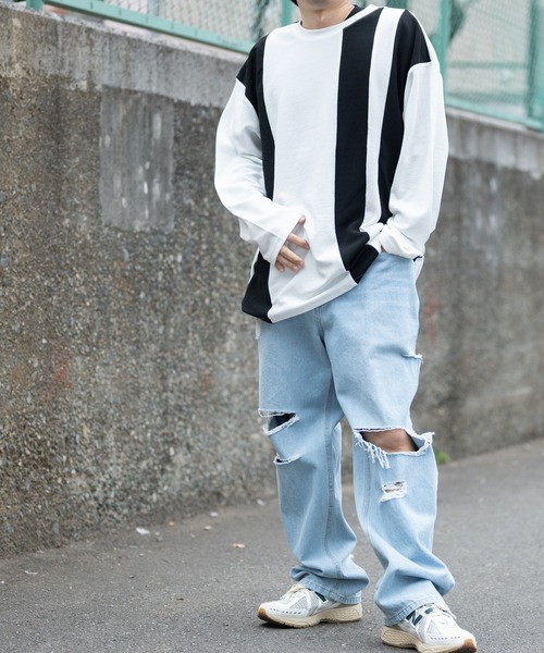 「JOHN'S CLOSET」 「Jungle Storm」ダメージ加工デニムパンツ MEDIUM サックスブルー メンズ