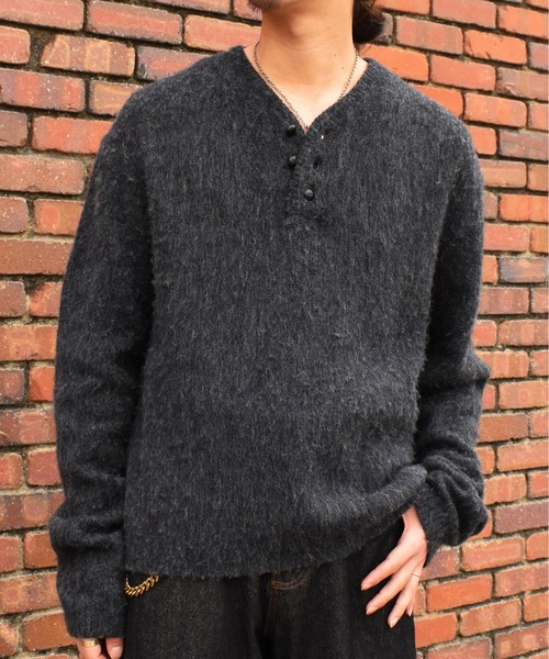 Noen（ノエン） セーター ニット ヘンリーネックメランジウールニット