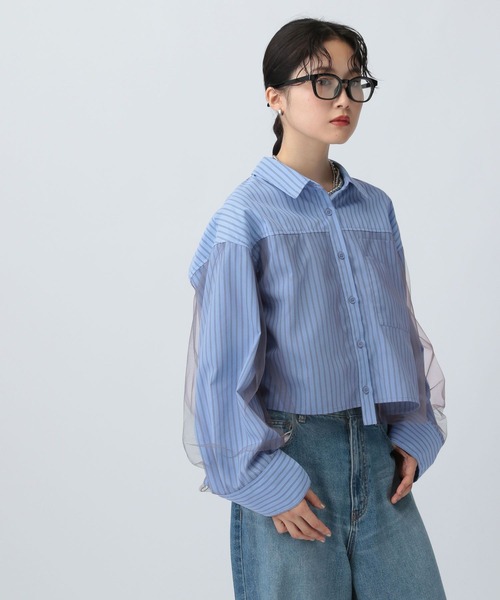 フィナモレ 極美品 ホリゾンタルカラー ストライプシャツ L ピンク系 ストライプシャツ【FINAMORE】|ネミカ | レリアン公式オンライン