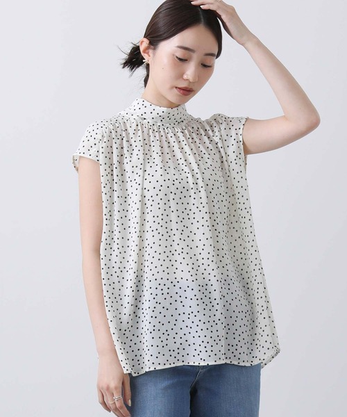 「Gready Brilliant」 「AuieF」半袖ブラウス 38 ホワイト×ブラック レディース_画像4