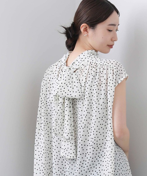 「Gready Brilliant」 「AuieF」半袖ブラウス 38 ホワイト×ブラック レディース_画像5