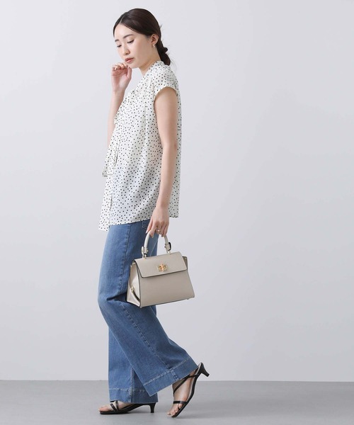 「Gready Brilliant」 「AuieF」半袖ブラウス 38 ホワイト×ブラック レディース_画像7