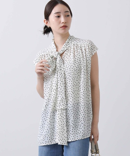 「Gready Brilliant」 「AuieF」半袖ブラウス 38 ホワイト×ブラック レディース_画像9