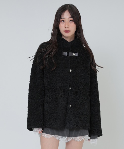 SUWDEE コート アウター stand collar boa belt short coat レディース 