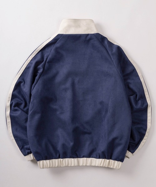 ジャージ 「85」フェイクスウェード ワンポイント刺繍 ジップブルゾン