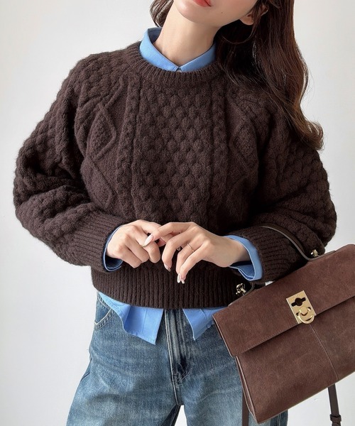 IENA  イエナ　 ポップコーンケーブルニットセーター　フリーサイズ ブラック Meiru ニット セーター ポップコーンケーブルニット レディース