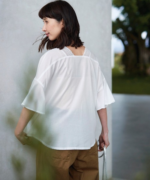 「Sunny clouds」 半袖ブラウス LARGE ホワイト レディース_画像7