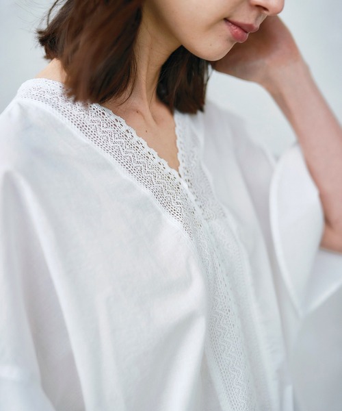 「Sunny clouds」 半袖ブラウス LARGE ホワイト レディース_画像8