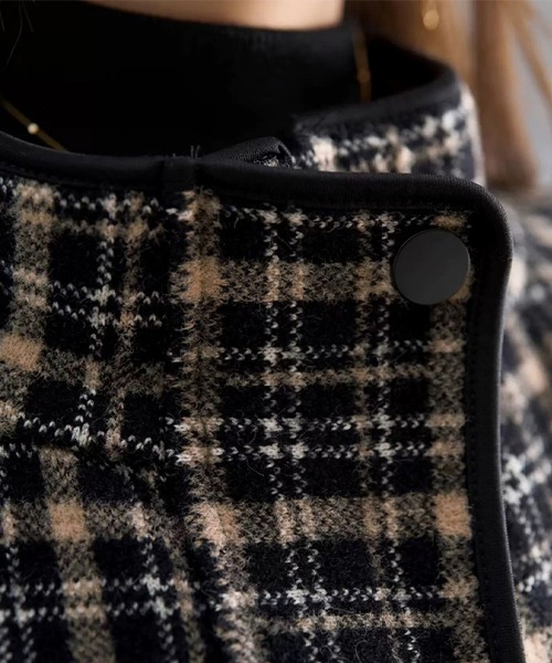 ブルゾン アウター チェック柄ジップアップジャケット レディース