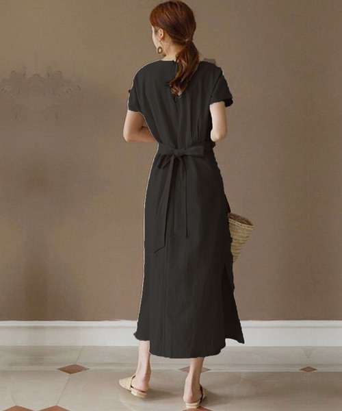 「Amulet」 半袖ワンピース M ベージュ レディース_画像4