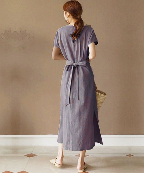 「Amulet」 半袖ワンピース M ベージュ レディース_画像6